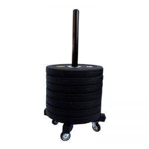 Rack Apilador de Discos Olimpicos con Llantas.